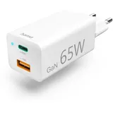 Hama Schnellladegerät, GaN, 1x USB-C PD, 1x USB-A QC, Mini-Ladegerät, 65 W, Weiß
