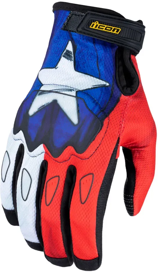 Icon Hooligan CE Tejas Libre, gants - Bleu/Blanc/Rouge - M