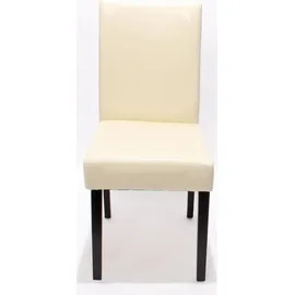 Mendler Garnitur Sitzgruppe Bank mit Aufbewahrung Kriens XXL+4 Stühle Littau, Kunstleder/Leder FSC®-zertifiziert ~ creme