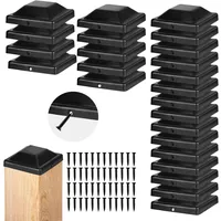 SuQurtom Pfostenkappen 9x9cm, 24 Stück 90x90mm Plastik Zaunkappen Kappen für Holzpfosten, Wasserdicht Abdeckkappen für Zaunpfosten mit Schrauben, Deck Pfosten Pfostenkappe for Anti-Cracking