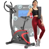 Hop-Sport Heimtrainer Fahrrad HS-005H - Ergometer mit 12 Trainingsprogrammen, 16 computergesteuerten Widerstandsstufen - Fitnessbike max. Nutzergewicht 150 kg Rot