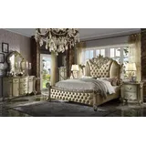 Xlmoebel Schlafzimmer-Set Barockes Schlafzimmermöbel-Set in edlem Design, (5-tlg., Bett + 2x Nachttische + Kommode + Spiegel), Hergestellt in Europa beige