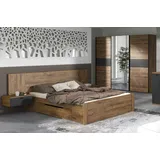 Schlafzimmer Set 4tlg Roma Kleiderschrank Bett 160cm Nachtkonsolen ribbeck eiche