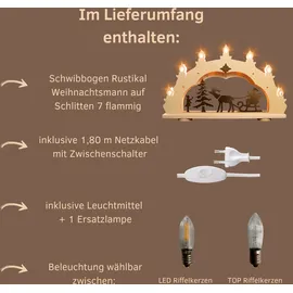 Weigla LED Schwibbogen Weihnachtsmann auf Schlitten 52 x 33 x 6 cm