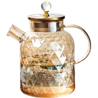 Teekanne aus Glas Glaskaraffe mit Edelstahl Deckel,Teekanne mit Siebeinsatz mit Herausnehmbarem,Ergonomischer Griff,für Schwarzen Tee,Früchtetee,Blumentee,Saft,Milch,Kaffee (1800ML)