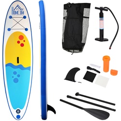 HOMCOM Aufblasbares Surfbrett mit Paddel weiß, blau 305 x 76 x 10 cm (LxBxH)   Surfboard inkl. Ausrüstung Board aufblasbar Strand