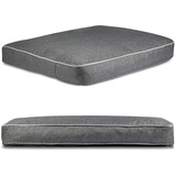 XXL - Exclusiv Hundebett | Hundekissen mit Memory Schaum | Hundematte für Grosse und Reisen Hunde | Waschbar Hundeliege | Leinenimitat | Große XXL: 100 x 120 cm | Farbe: Grau (Leinenimitat)