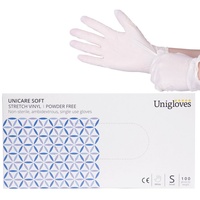 Unigloves UCSV1202 Weiche Handschuhe aus Vinyl, puderfrei, Größe S, 100 Stück