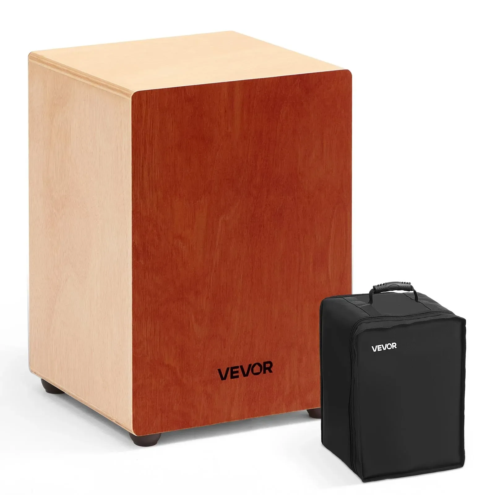VEVOR Cajon, Kistentrommel mit internen Gitarrensaiten, leichte Drum-Box aus Holz, tragbares Trommel-Musikinstrument mit Reisetasche, abgerundeten Kanten, für Anfänger & Profis, 305x305x430 mm