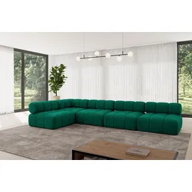 altdecor Eckcouch Samt 2-Sitzer Dunkelgrün