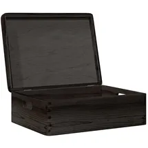 vidaXL Holzkiste mit Deckel und Griffen 40 x 30 x 13 cm 1-tlg. schwarz