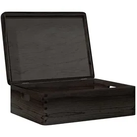 vidaXL Holzkiste mit Deckel und Griffen 40 x 30 x 13 cm 1-tlg. schwarz