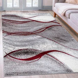 Teppich »Tritom«, rechteckig, 9 mm Höhe, mit besonders weichem Flor, Kurzflor, modernes Wellen Muster, 17702830-4 rot 9 mm