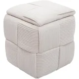 Mendler Hocker HWC-Q47 Cord 43 x 40 x 40 cm Beige