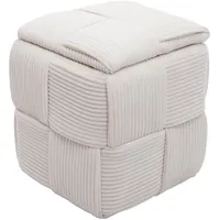 Mendler Hocker HWC-Q47 Cord 43 x 40 x 40 cm Beige