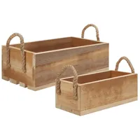 Belle Vous Holzkiste Vintage Kisten Aufbewahrung mit Seil Griffen