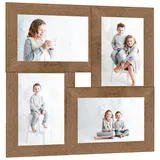 vidaXL Collage Bilderrahmen für 4x(13x18 cm) Fotos Hellbraun MDF