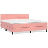 vidaXL Boxspringbett mit Matratze Rosa 180x200 cm Samt1537788