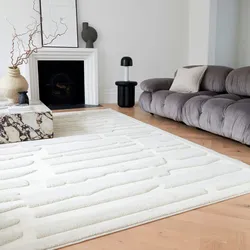 Kadima Design Teppich Hoch-Tief-Muster  Strukturteppich 200x290cm, 1,5cm Florhöhe  Elfenbein  Langlebig & formstabil  EDEN-Kirkby Kollektion