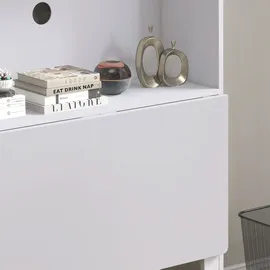 Homcom Computertisch mit Stauräumen, klappbarer Platte und 2 Rollen, für Schlafzimmer, Wohnzimmer und Haus, 80 x 69 x 153 cm, Weiß