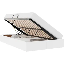 vidaXL Aufbewahrungsbett mit Matratze Reinweiß 120 x 200 cm Kunstleder