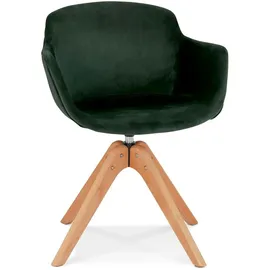 KADIMA DESIGN Esszimmerstuhl mit Armlehnen, 360° drehbar, 59x54x80cm, Samt in Grün | Gr.: onesize