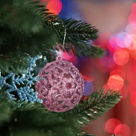Relaxdays Weihnachtskugeln 50er Set, glitzernde, Matte & glänzende Christbaumkugeln, Kunststoff, ∅ 3, 4 & 6 cm, rosa