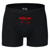 multifanshop Herren Boxer Short - Köln - Herzschlag - Druck rot - Unterwäsche