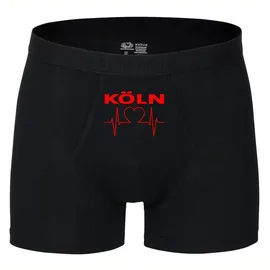 multifanshop Herren Boxer Short - Köln - Herzschlag - Druck rot - Unterwäsche