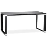 KADIMA DESIGN Bürotisch Glas-Metall | 140 x 70 cm | Modern, Chromelemente, Kompakt | Schwarz | Arbeitstisch