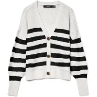 Vero Moda VMLEA LS V-Neck Cuff Cardigan Schwarz/Weiß XS