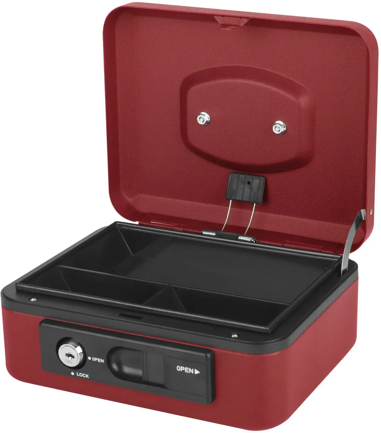 Deluxe Geldkassette mit praktischer Öffnungsfunktion 200mm, rot
