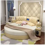 Xlmoebel Rundbett Luxuriöses Doppelbett mit rundem Design für Hotelzimmer (Multifunktions Bett), Hergestellt in Europa beige