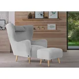 Home Affaire Sessel »Telford auch in Fellimitat, Sessel B/T/H: 77/92/106 cm«, wahlweise und ohne Hocker, in vielen Bezugsqualitäten, grau