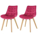 CLP 2er Set Stuhl Brook Samt I Esszimmerstuhl Mit Holzgestell I Küchenstuhl Mit Gesteppten Sitz I Gepolsterter Lehnstuhl