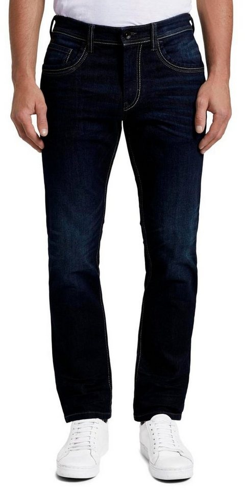 TOM TAILOR 5-Pocket-Jeans Marvin Straight mit Stretch und Kontrastnähten blau 38