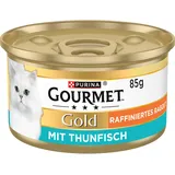 Gourmet Gold Raffiniertes Ragout Katzenfutter nass, mit Thunfisch, 12er Pack (12 x 85g)