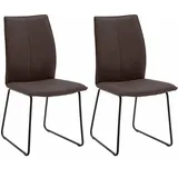 NIEHOFF SITZMÖBEL Polsterstuhl Capri (Set, 2 St), Kufengestell aus Eisen, Bezug in Microfaser oder Leder braun