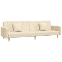 vidaXL Schlafsofa 2-Sitzer mit 2 Kissen Creme Stoff