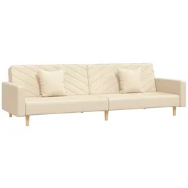 vidaXL Schlafsofa 2-Sitzer mit 2 Kissen Creme Stoff