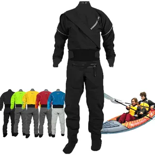 3-Lagen-Trockenanzug, Latex-Knöchelmanschetten-Trockenanzug, Komplett Verschweißt Wasserdicht/spritzwassergeschützt, Für Alle Wassersportarten Jolle, Segeln, Kajak, Kanu, SUP, Paddleboard(Schwarz,3XL)