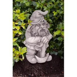 deluke Gartenfigur THEO Zwerg Kunststoff Weiß 39x19x22cm Gartendeko Outdoor Figur