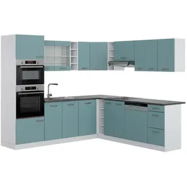 Vicco Winkelküche L-Form 237 x 247 cm Blau-Grau/Weiß