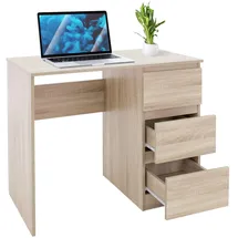 ML-Design Schreibtisch mit 3 Schubladen, 90x76x50 cm, in Sonoma-Eiche,