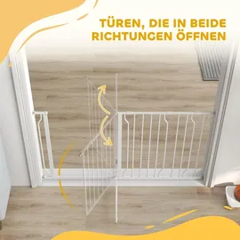PawHut Hunde Türschutzgitter Treppenschutzgitter, 75-145 cm Hunde Türgitter Weiß - Weiß