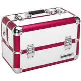 anndora Beauty Case Kosmetikkoffer Schminkkoffer - Rahmen Aluminium Rot - Oberfläche Weiß