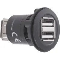 TRU Components USB-07-BK USB-Doppeleinbaubuchse 2.0 Buchse, Einbau, Adapter 2