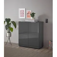 HBZ Kommode »Santorin«, (1 St.), in weiß oder Anthrazit, Schrank mit Glasfront und Softclose, grau