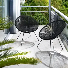 Tectake 2er Set Gartenstuhl 70,5 x 69 x 78 cm schwarz
