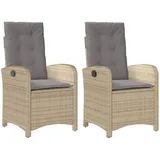 vidaXL Gartensessel Kissen 2Stk. Verstellbar Beigemischung Poly Rattan Stahl